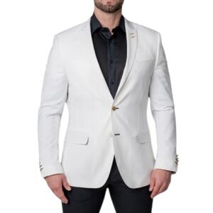 Maceoo Descartes classic white satin skull crown print lining blazer size 40/2